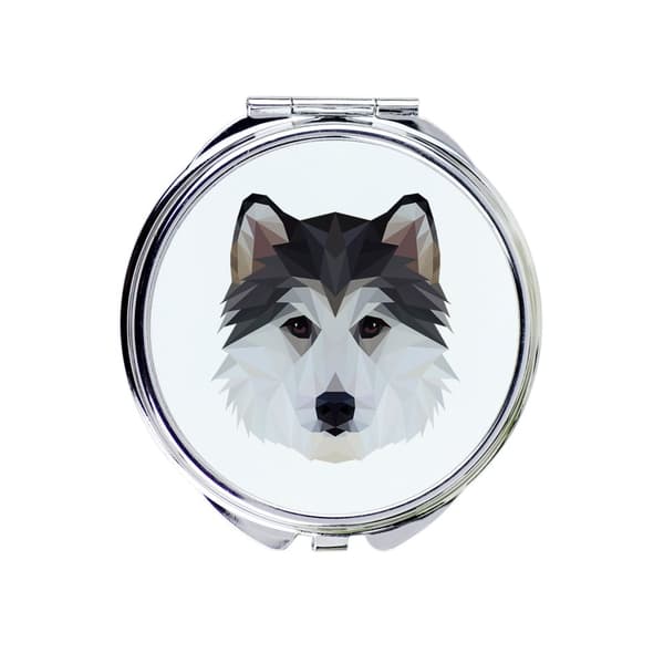 Siberian Husky, Siberian Husky - et spejl med et foto og en geometrisk inskription af Art-Dog
