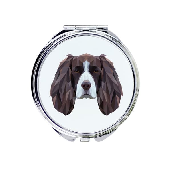 Engelsk Springer Spaniel - et spejl med et foto og en geometrisk inskription af Art-Dog