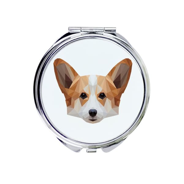 Pembroke Welsh Corgi - peili, jossa on valokuva ja geometrinen kirjoitus Art-Dogilta