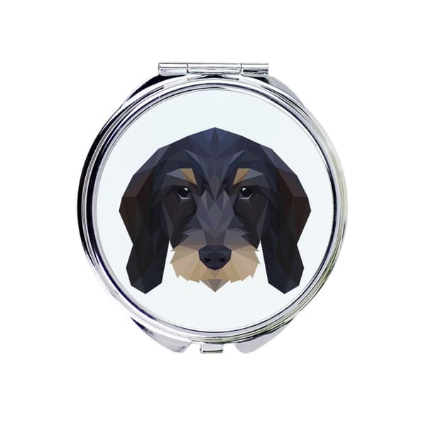 Wirehaired Teckel - et spejl med et foto og en geometrisk inskription af Art-Dog