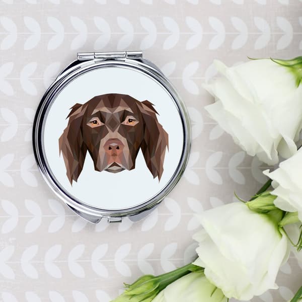 Münsterländer - en spegel med ett foto och en geometrisk inskription av Art-Dog