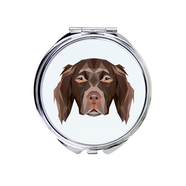 Münsterländer - et spejl med et foto og en geometrisk inskription af Art-Dog