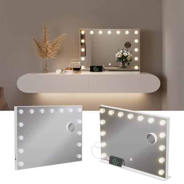 Greta sminkspegel, 58x47cm med LED-belysning, Vit, Vicco