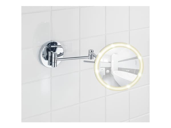 Kosmetisk speil Wenko veggspeil Aura LED 10-40 x 24,5 cm kromstål