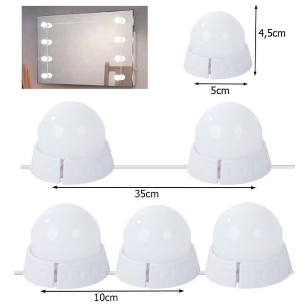 LED-sminkspegelbelysning – 10-pack med USB