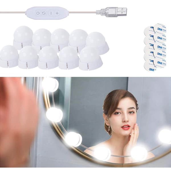 LED-sminkspegelbelysning – 10-pack med USB