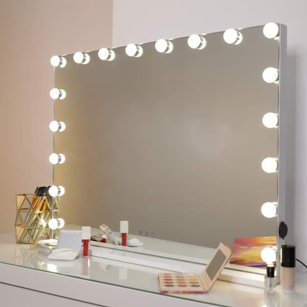 Bright Beauty Vanity Namira XL - sminkspegel med belysning - hollywoodspegel - make up spegel - vit - dimbar med tre ljuslägen