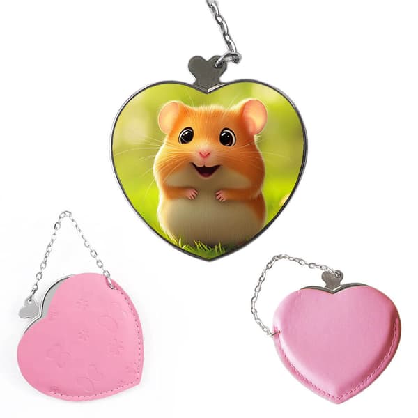 Söt Tecknad Hamster Bärbar Kompakt Sminkspegel