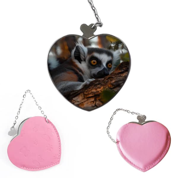 Söt Djur Lemur Bärbar Kompakt Sminkspegel