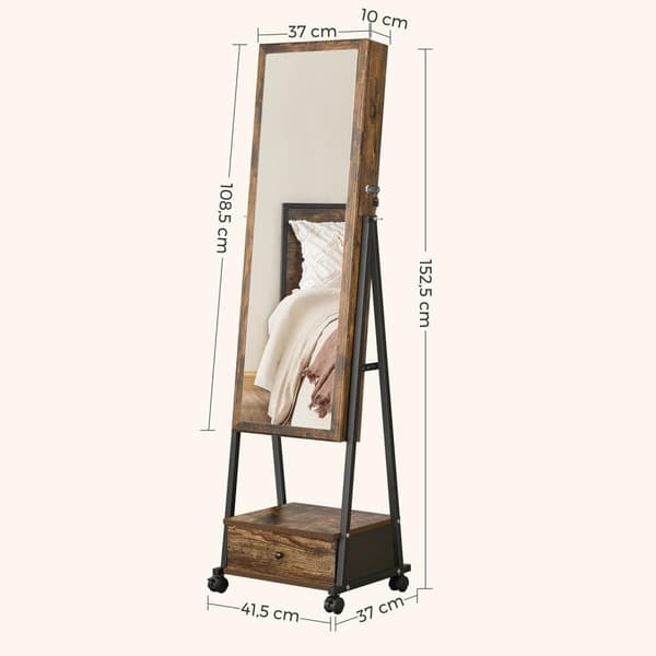 Smyckesskåp, SONGMICS, 41.5x37x152.5 cm, Vit