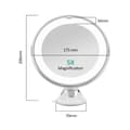 Miniatyrbild 3 av 11: EMKE sminkspegel med LED-belysning (6000K) - 5x förstoring, 360° vridbar, hållbar sugkopp, resevänlig