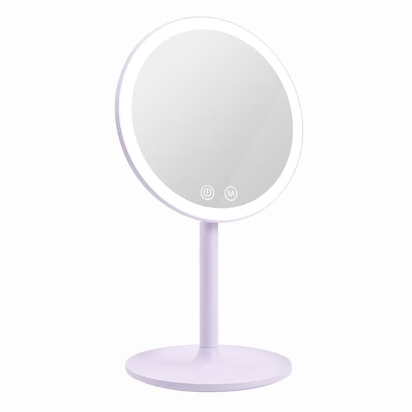 EMKE Makeupspejl med LED - Variabel lysstyrke, 1x/3x forstørrelse, touch, lys lilla