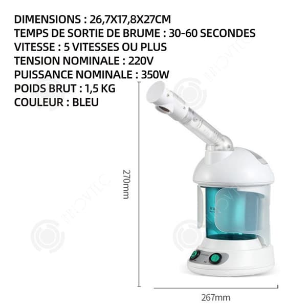 INN Ansiktsångare 26,7x17,8x27cm 220v ansiktsångare 5 hastigheter plus blå färg 30 sekunders dimma skönhetsutrustning