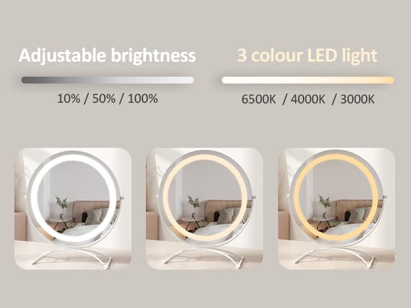 EMKE Hollywood Style Sminkspegel Ø40cm - Smart Touch, Dimbar LED, 360° vridbar, vit (Minnesfunktion)