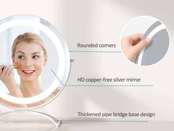 EMKE Hollywood Style Sminkspegel Ø40cm - Smart Touch, Dimbar LED, 360° vridbar, vit (Minnesfunktion)