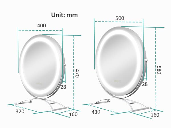 EMKE Hollywood Style Sminkspegel Ø40cm - Smart Touch, Dimbar LED, 360° vridbar, vit (Minnesfunktion)