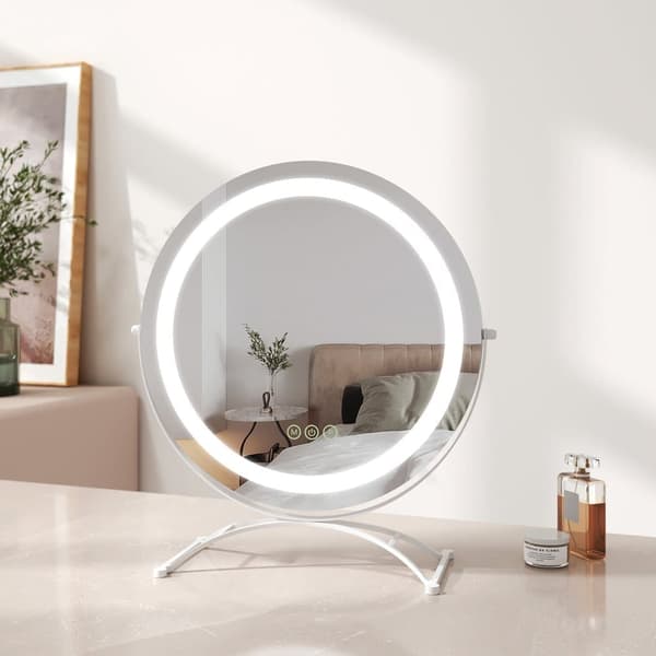 EMKE Hollywood Peili Ø40cm - Smart Touch, himmennettävä LED, 360° kääntyvä, valkoinen (muistitoiminto)