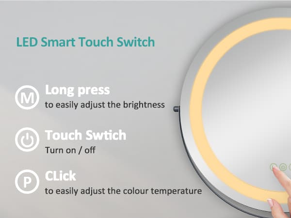 EMKE Hollywood Style Sminkspegel Ø40cm - Smart Touch LED, Dimbar, Svart (Minnesfunktion)