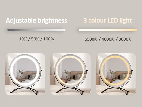 EMKE Hollywood Style Sminkspegel Ø40cm - Smart Touch LED, Dimbar, Svart (Minnesfunktion)