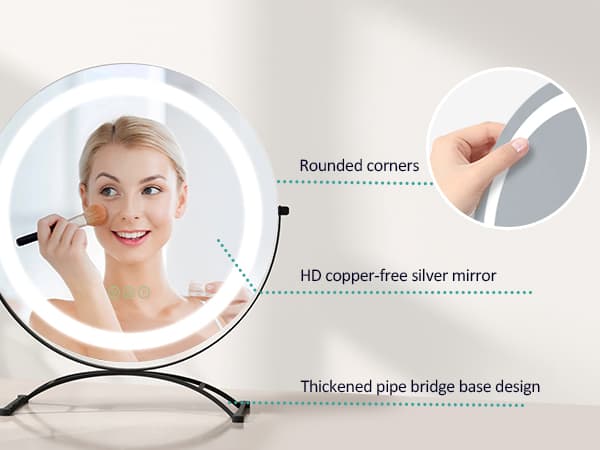 EMKE Hollywood Style Sminkspegel Ø40cm - Smart Touch LED, Dimbar, Svart (Minnesfunktion)