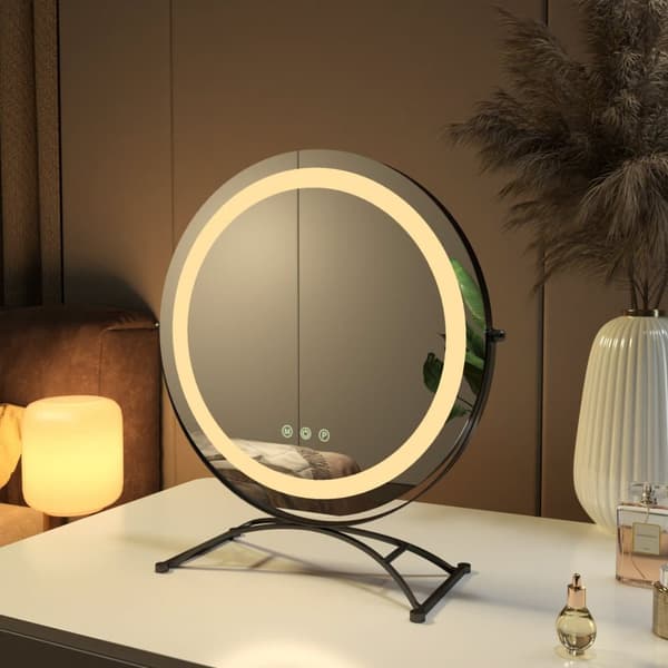EMKE Hollywood Style Sminkspegel Ø40cm - Smart Touch LED, Dimbar, Svart (Minnesfunktion)