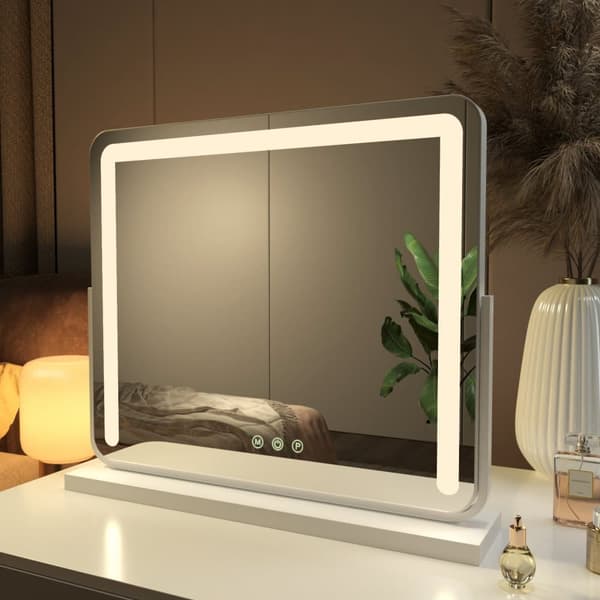 EMKE Stor Hollywood Style Sminkspegel 60x52cm - Professionell Makeup Belysning, Dimbar, Vit