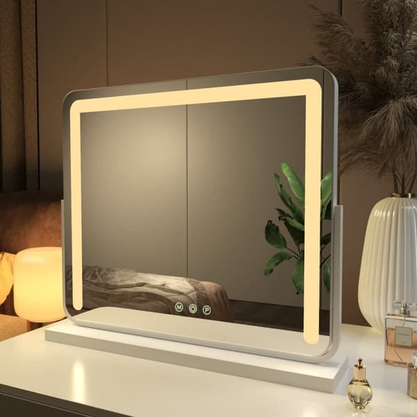 EMKE Stor Hollywood Style Sminkspegel 60x52cm - Professionell Makeup Belysning, Dimbar, Vit