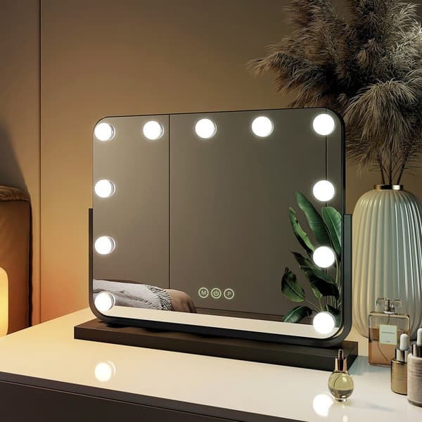 EMKE Hollywood Style Sminkspegel 50x43cm - Smart LED, Minnesfunktion, Dimbar, Peka, Svart