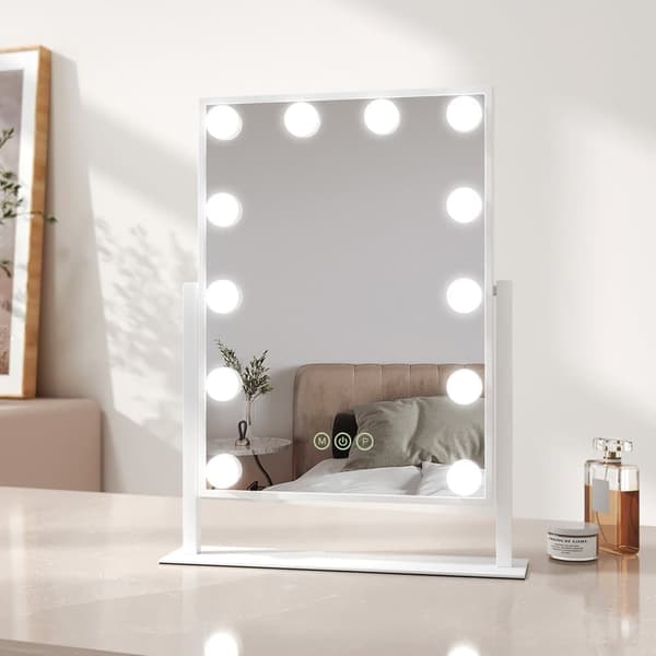 EMKE Hollywood Style Sminkspegel 47.5x36.5cm - 7x förstoring, Dimbar LED, 360° rotation, vit