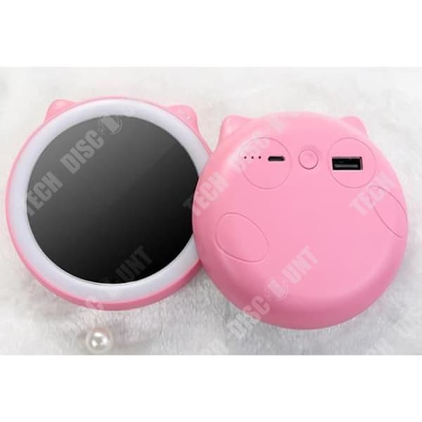 TD® upplyst ficksminkspegel led professionell billig resa kvinna mormor rund usb powerbank bärbar lumiere