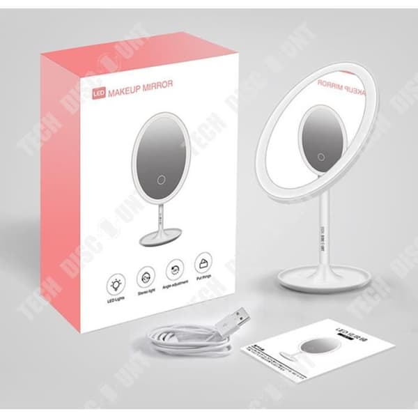 TD® Mirror Pekskärm led upplyst makeup professionell damgåva roterande förstoring justerbar förvaring