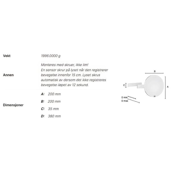 Smedbo Outline 491 Sminkespeil 7x Vegghengt