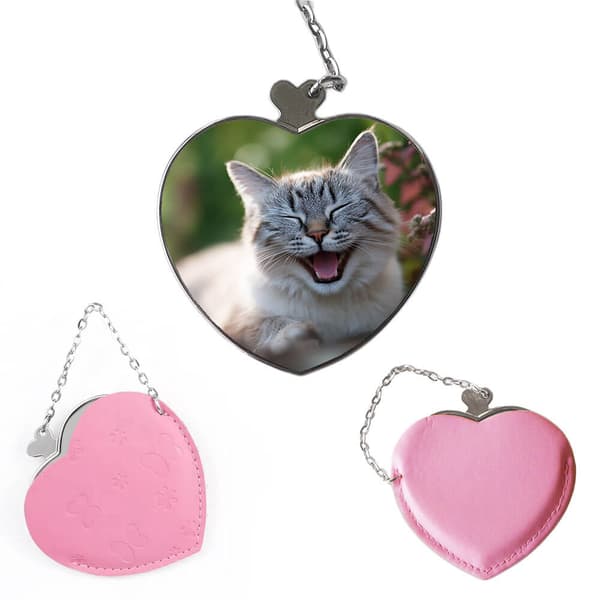 Skrattande Katt Bärbar Kompakt Sminkspegel