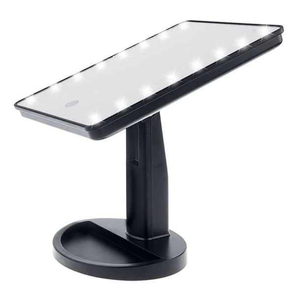 Justerbar Sminkspegel m LED . Svart