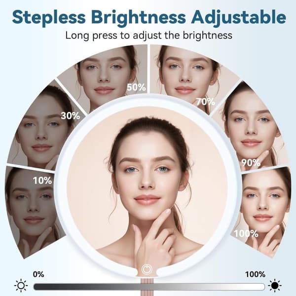 Sminkspegel med LED-ljus – 4K ultraklar spegel, touchkontroll för ljusstyrka, 3 ljuslägen, justerbar vinkel – perfekt för makeup och grooming