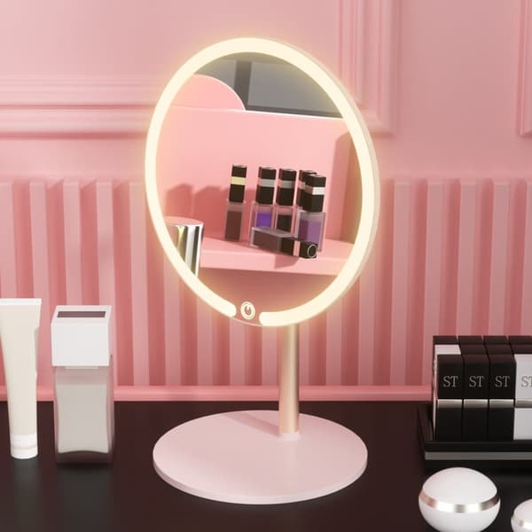 Sminkspegel med LED-ljus – 4K ultraklar spegel, touchkontroll för ljusstyrka, 3 ljuslägen, justerbar vinkel – perfekt för makeup och grooming