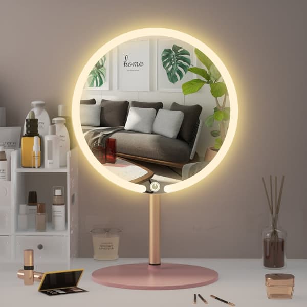 Sminkspegel med LED-ljus – 4K ultraklar spegel, touchkontroll för ljusstyrka, 3 ljuslägen, justerbar vinkel – perfekt för makeup och grooming