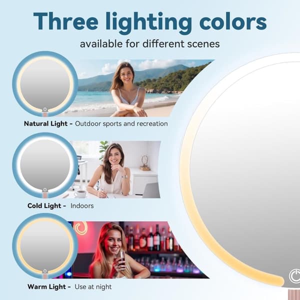 Sminkspegel med LED-ljus – 4K ultraklar spegel, touchkontroll för ljusstyrka, 3 ljuslägen, justerbar vinkel – perfekt för makeup och grooming