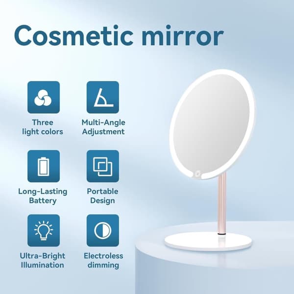 Sminkspegel med LED-ljus – 4K ultraklar spegel, touchkontroll för ljusstyrka, 3 ljuslägen, justerbar vinkel – perfekt för makeup och grooming