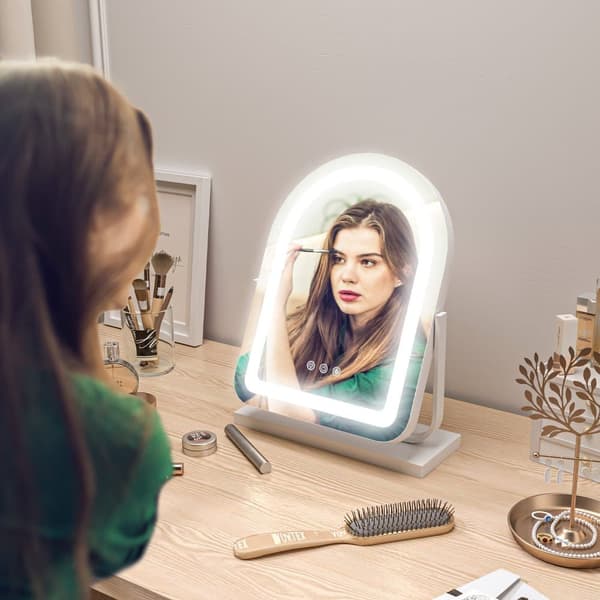 OBOSOE LED-Sminkspegel 33x44,5 cm, 3 Ljuslägen, 360° Roterbar, Touch Styrning