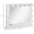 Miniatyrbillede 3 af 8: OBOSOE Hollywood LED Make-up Spejl 80x60 cm, 12 Dæmpbare Lys, Berøringskontrol med Hukommelse, Hollywood Make-Up Spejl