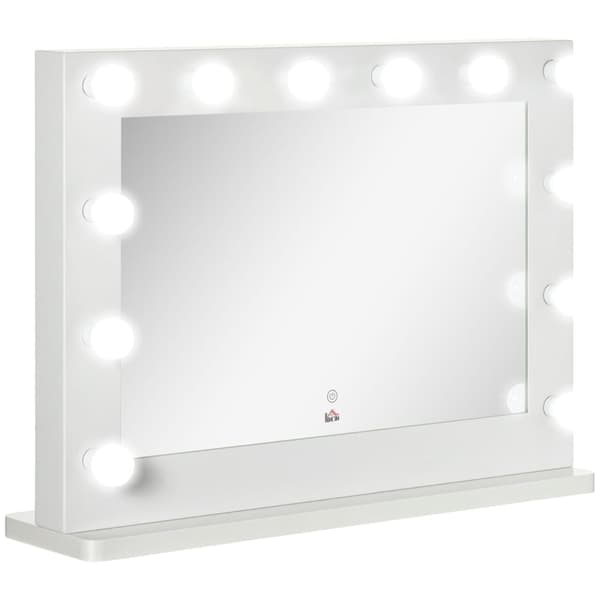 OBOSOE Hollywood LED Make-up Spejl 80x60 cm, 12 Dæmpbare Lys, Berøringskontrol med Hukommelse, Hollywood Make-Up Spejl