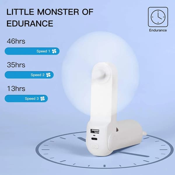 Högkvalitativ handfläkt Life8 Plus (F8X) med ficklampa, portabel, 4500 mAh JISULIFE brun