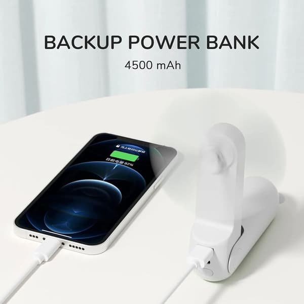 Högkvalitativ handfläkt Life8 Plus (F8X) med ficklampa, portabel, 4500 mAh JISULIFE brun