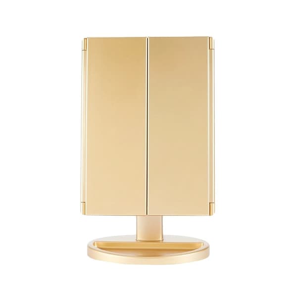 LED Trifold Makeup Spejl, 10X Forstørrelse, 180° Rotation,ble trevejs spejl