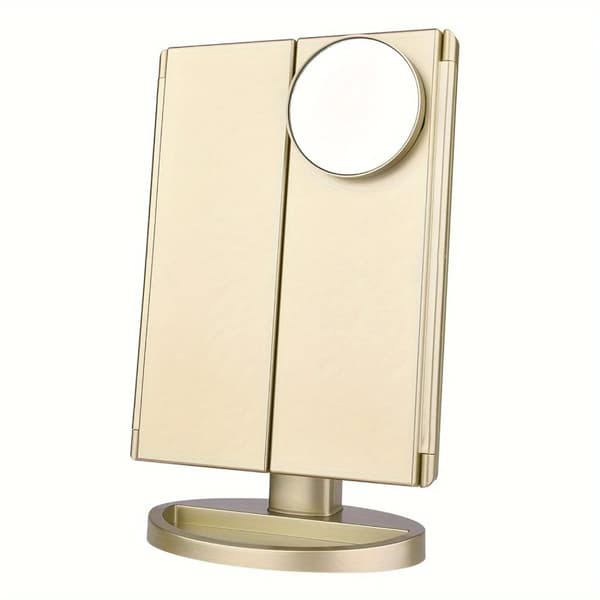 LED Trifold Makeup Spejl, 10X Forstørrelse, 180° Rotation,y spejl 10x spejl