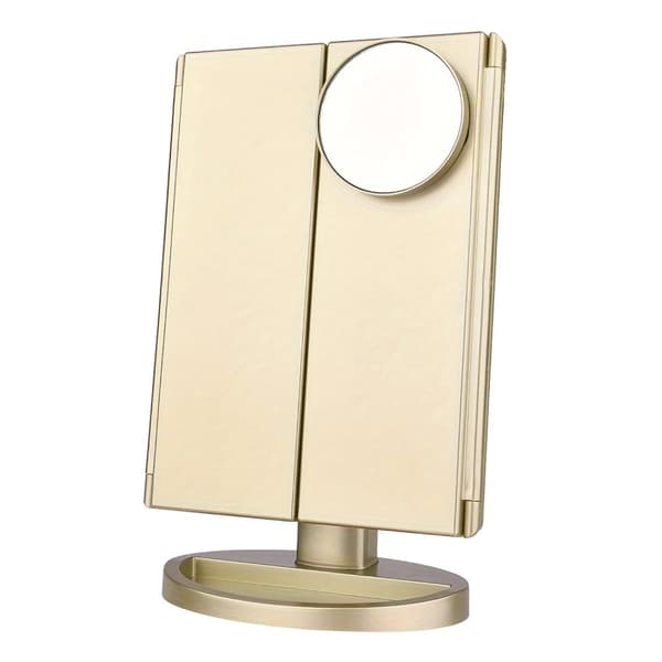 LED Trifold Makeup Spejl, 10X Forstørrelse, 180° Rotation,y spejl 10x spejl