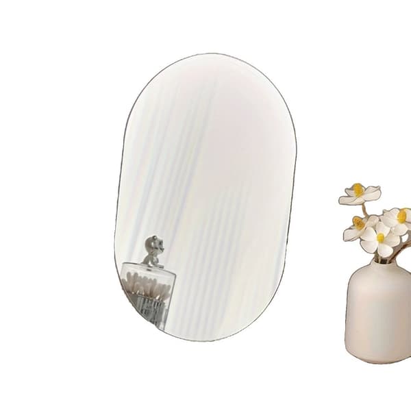 Oval spejl med skuffe, vintage stil, letvægts og bærbar,Sølvfarvet
