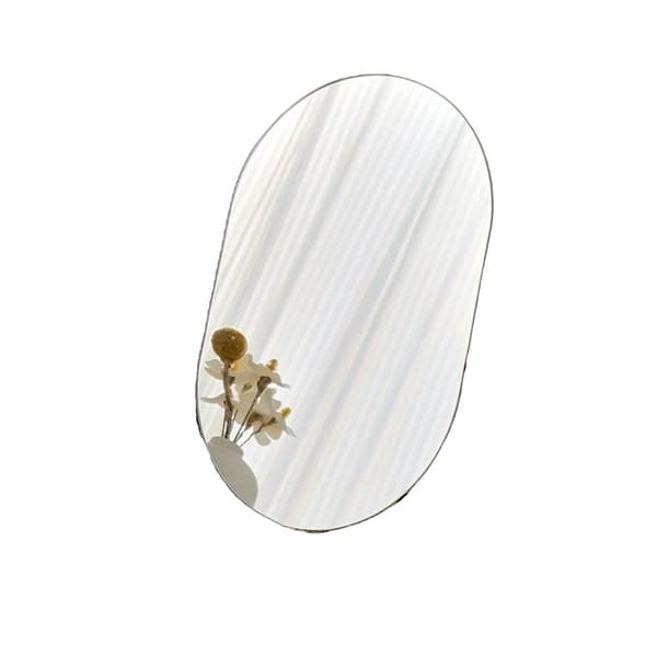 Oval spejl med skuffe, vintage stil, letvægts og bærbar,Sort