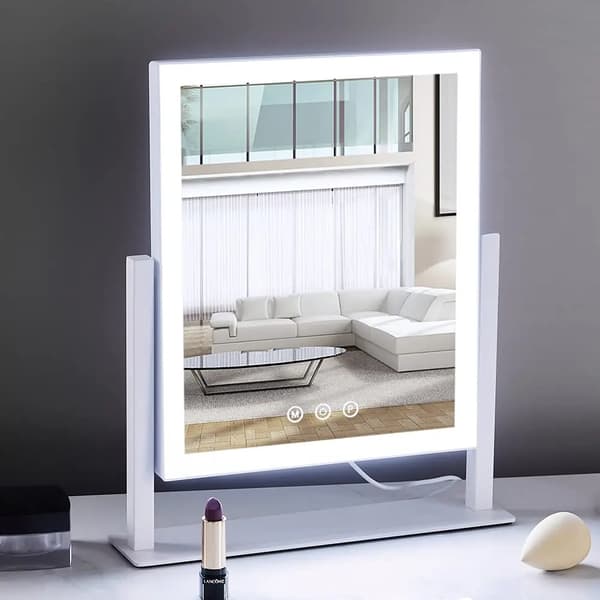 Lysende Makeup Spejl, Justerbar Lysstyrke, 360° Rotation,HVID